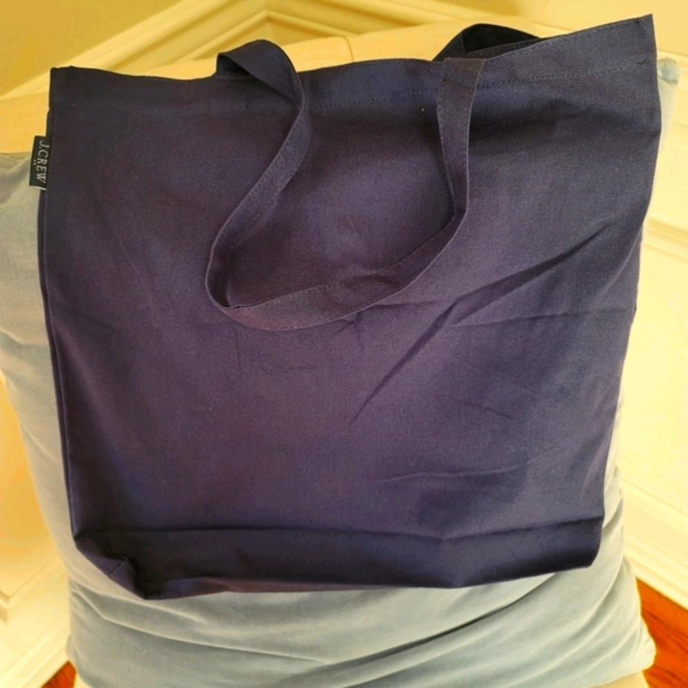 New! J. Crew Crab Tote Bag Cotton in Navy Blue NWT - Picture 4 of 4